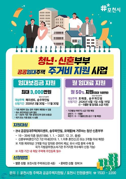 1 포천시, 무주택 청년·신혼부부 공공임대주택 주거비 지원 자격 요건 완화.jpg