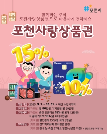 포천시, 포천사랑상품권 확대 운영으로 지역경제 활력 제고