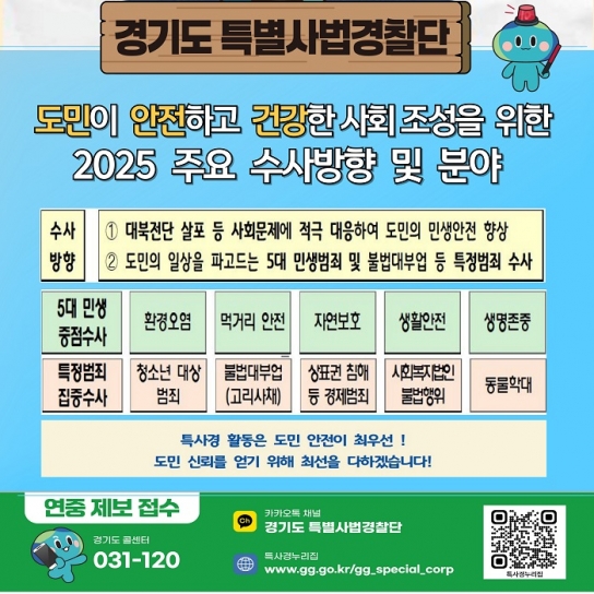 경기도 특사경, 도민 생활 밀접 5대 민생·특정범죄 집중 수사한다