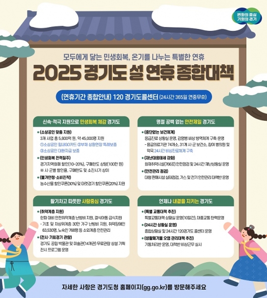 “모두에게 닿는 민생회복, 온기를 나누는 특별한 연휴” 경기도, 2025년 설 연휴 종합대책 추진