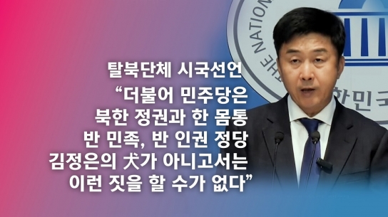탈북민 연대 시국선언 "민주당, 해체되어야..반 민족, 반 인권 정당"